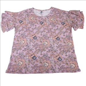 Agnes & Dora Short Sleeve Floral Blouse Size Large